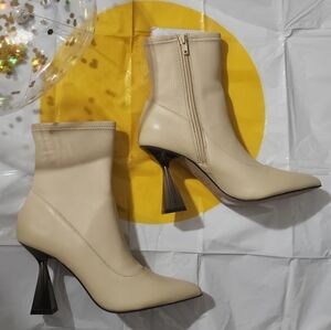 NEW! Ted Baker Cream Heeled Zipper Boots!